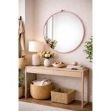 COCEM Yuvarlak Pembe Çerçeveli Duvar Aynası – Modern Dekoratif Antre & Banyo Aynası