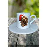 Cocker Spaniel Köpek Baskılı Türk Kahvesi Fincanı Tabaklı Kişiye Özel Model 4