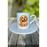 Cocker Spaniel Köpek Baskılı Türk Kahvesi Fincanı Tabaklı Kişiye Özel Model 5