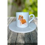 Cocker Spaniel Köpek Baskılı Türk Kahvesi Fincanı Tabaklı Kişiye Özel Model 7