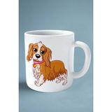 Cocker Spaniel Köpek Isimli Kişiye Özel Baskılı Kupa Bardak Kalp Kolye