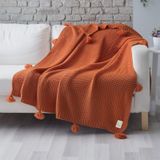 Coco Pirinç Örgü Ponponlu Triko Tv Battaniyesi Throw Koltuk Şalı (538861664)-130X170 cok-renkli