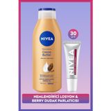 Cocoa Butter Nemlendirici Vücut Bakım Losyonu 200ml ve Berry Renkli Nemlendirici Dudak Parlatıcısı