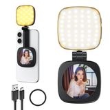 Cocobeen Telefon için Manyetik Selfie Işığı: iPhone ve Android için Uyumlu Aynalı 5 Led Modu - Fotoğraf/Video Kaydı/Konferans/Vlog/Makyaj için Şarj Edilebilir Taşınabilir Dolgu Işığı (Siyah)