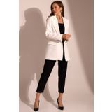 COCOCİX Kadın Blazer Ceket Beyaz Regular Kesim Uzun Kollu