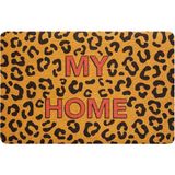 Cocojoy PJ010A Leopar My Home Desenli Kalın Kaymaz Taban Nem Alıcı Şık Tasarım Kapı Önü Paspası - Abanoz