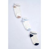 Cocole Socks Erkek Bebek Patik Çorabı 3’lü Set – Pamuklu Zincirli Örüntü Desenli - 1 - 2 Yaş - Çok Renkli