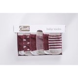 Cocole Socks Kız Bebek Çorabı Kutulu 6’lı Set Pamuklu Bordo 0-1 Yaş - Çok Renkli - 0 - 1 Yaş