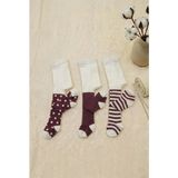 Cocole Socks Kız Bebek Külotlu Çorabı 3'lü Set Pamuklu Bordo 0-24 Ay - 18-24 Ay - Çok Renkli