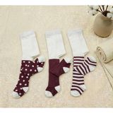 Cocole Socks Kız Bebek Külotlu Çorabı 3'lü Set Pamuklu Bordo Karışık Desenli Yenidoğan 0-1 Yaş - Çok Renkli