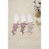Cocole Socks Kız Bebek Külotlu Çorabı 3'lü Set Pamuklu Gül Kurusu 0-24 Ay - 6-12 Ay - Çok Renkli