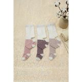Cocole Socks Kız Bebek Külotlu Çorabı 3'lü Set Pamuklu Zigzag 0-24 Ay - 18-24 Ay - Çok Renkli