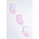 Cocole Socks Kız Çocuk Soket Çorabı 3’lü Set – Pamuklu Fırfırlı Bilek & Simli Yıldız Desenli - 1 - 2 Yaş - Çok Renkli