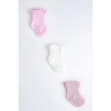 Cocole Socks Kız Çocuk Soket Çorabı 3’lü Set – Pamuklu Klasik Seri & Petek Örgü Desenli - 3-4 Yaş - Çok Renkli
