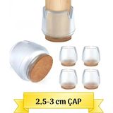 Cocoloco Home 2.5-3.2 cm Keçeli Şeffaf Silikon Masa Sandalye Ayak Zemin Koruyucu Sessiz, Çizmez, Kaymaz Mobilya Koruma - 24 Adet
