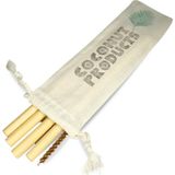 Coconut Products 4 Adet Bambu Pipet ve 1 Adet Bambu Temizleme Fırçası - Renkli