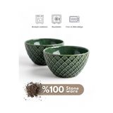 Coconut Products by jda 2'li Stoneware Yeşil Kase - Bowl Kasesi - Çerez Kasesi - Sunum Kasesi - Dekoratif Kase
