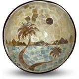 Coconut Products Sedef Kaplama Manzara Desenli Hindistan Cevizi Kase & Hasır Kase Altlığı - Coconut Kase - Çerezlik
