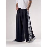 Cocopelli Desenli Siyah Oversize Erkek Pantolon COC2771 Premium Kumaş ve Bohem Stil