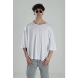 Cocopelli Erkek Fakir Kol Beyaz Oversize Viskon Tişört COC2269