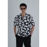 Cocopelli Erkek Siyah Beyaz Summer Style Desenli Gömlek COC1164