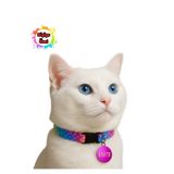 Cocopet isimli Kedi Tasması kedi künyesi isimliği Yuvarlak mor kırmızı siyah yeşil mavi