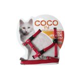 Cocopet Kedi Gezdirme Tasma Seti Kedi Bel Göğüs Tasması Kırmızı Kedi Boyun Tasması Hediye