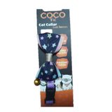 Cocopet Papyon Lacivert Yıldız Desenli Ayarlanabilir Kedi ve Minik Köpek Tasması
