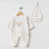 Cocopoco Şapkalı Bebek Tulumu 1072 - Bej - 0 - 3 Ay