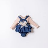 Cocosiss Cute Bear Nakışlı Kız Bebek Salopet Takım - Mavi - 18 - 24 Ay