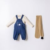 Cocosiss Denim Salopet Erkek Bebek 3'lü Takım - Mavi - 6 - 9 Ay