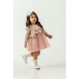 Cocosiss Payet Tokalı Trıko Bolero Hırka 3'lü Elbise - 3 Yaş - Pembe