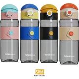 Cocosmile 580ml Silikon Gövde Düğme Desenli Rahat İçim Tritan Çocuk Matarası (Mavi)