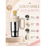 CocoSmile CS-8827 Krem Bej 760 ml Çift İçim Paslanmaz Çelik Termos Mug Matara Askılı