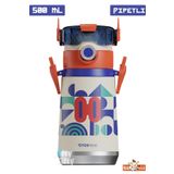 CocoSmile Özel Kutulu 500 ML Pipetli Çelik Termos -Boyun Askılı- 4 Farklı Robot Modeli cs0001