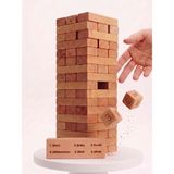 Cocota Toys Eğitici Ingilizce Kelime Oyunu - 54 Parça Doğal Ahşap Jenga ve Sayı Küpü Seti