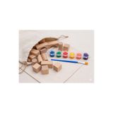 COCOTA TOYS Wooden Fun Ahşap Bloklar Boyama Seti (102 Adet Ahşap Blok 6 "lı Boya, Fırça, Bez Kese)
