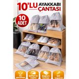 CocoVia ( 10 ADET ) Pencereli Ayakkabı Saklama Bezi Ayakkabı Hurcu Taşıma ve Saklama Ayakkabı Çanta Seyahat Organizer