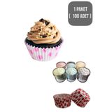 CocoVia 100'lü Muffin Kalıbı | Desenli Muffin Kağıdı Cupcake Kağıdı Renkli Desenli Kek Kalıbı ( 1 Paket )
