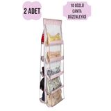 CocoVia ( 2 ADET ) 10 Gözlü Çanta Askılığı Dolap İçi Düzenleyici Organizer Askılı Çanta Düzenleyici
