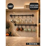 Cocovia 2 Adet Kahve Fincan Askılığı 6 Kancalı Dekoratif Fincan Askısı Dayanıklı Metal Yapı ile