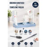 Cocovia ( 2'li Pratik Biberon Set ) Biberon Kurutucu + Temizleme Fırçası - Bebek Biberon 2'li Seti - Mavi