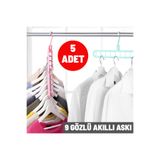 CocoVia ( 5 ADET ) Pratik Çok Fonksiyonlu 9 Gözlü Sihirli Akıllı Askı- 9 Bölmeli Oynar Başlıklı Askı