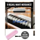 CocoVia 9 Bıçaklı Merdane Mantı Kesme Aparatı Paslanmaz Çelik Pratik Hamur Şekillendirici - Gümüş