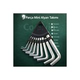 CocoVia 9 Parça Kısa Alyan Takımı Mini Çok Amaçlı Tamir Seti Anahtar Takımı Evde Tamir Anahtar Seti