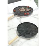CocoVia Çift Taraflı 36 CM Döküm Granit Tava | Çıkarılabilir Kulp Bazlama Gözleme Izgara Tavası