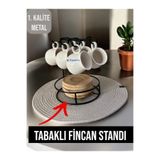 CocoVia Dekoratif 6'lı Tabaklı Fincan Askılığı-Kahve Fincan Askı-Fincan Askısı-Standlı Fincan Düzenleyici-Fincanlık