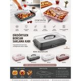 Cocovia Dikdörtgen Borcam Saklama Kabı | Pasta Börek Taşıma Kilitli 40 x 28 x 9 cm Özellikli