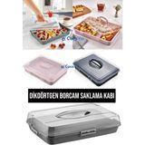 Cocovia Dikdörtgen Borcam Saklama Kabı | Pasta Börek Taşıma Kilitli Özellikli Dayanıklı Materyal