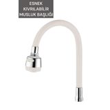 Cocovia Esnek Kıvrılabilir Renkli Silikon Musluk Bataryası Başlığı Kubar - Beyaz